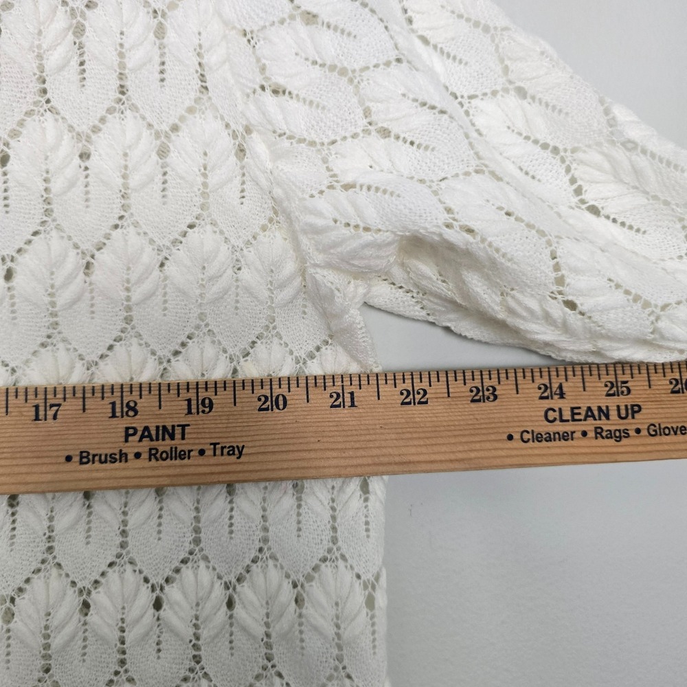 VTG 70s Montgomery Ward Women Cardigan Large White Boho Cottagecore Coquette - Picture 12 of 12